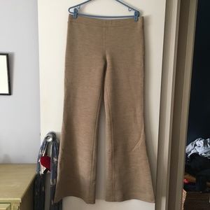 Elegant Wide Leg, Bell Bottom Tan Trousers